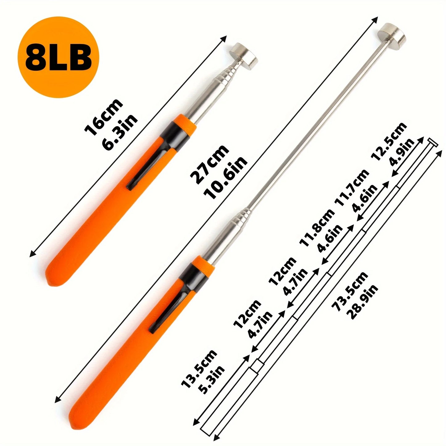 Magnetic Pickup Tool - Durable Metal, Polished Finish, Magnet for Easy Retrieval of Iron Objects, Magnetic Pickup Tool