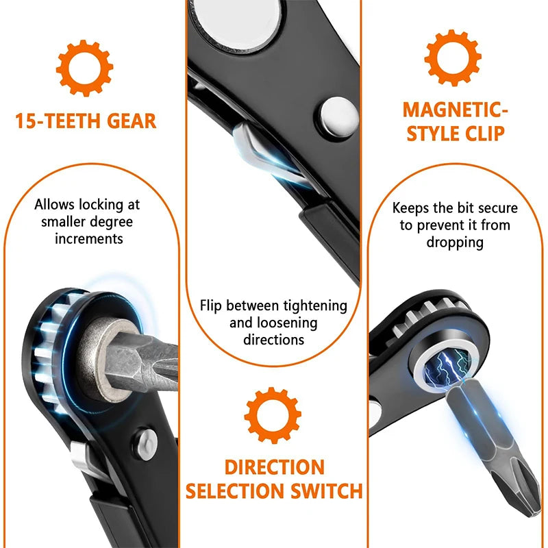 Right Angle Screwdriver Set Mini Ratcheting 90 Degree Offset Wrench Kit Pocket Tool for DIY Repair Low Profile Bit Socket ﻿