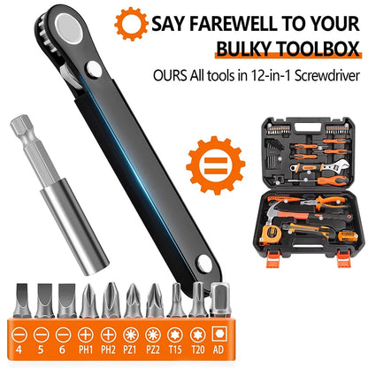 Right Angle Screwdriver Set Mini Ratcheting 90 Degree Offset Wrench Kit Pocket Tool for DIY Repair Low Profile Bit Socket ﻿