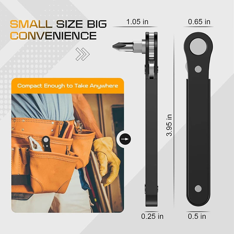 Right Angle Screwdriver Set Mini Ratcheting 90 Degree Offset Wrench Kit Pocket Tool for DIY Repair Low Profile Bit Socket ﻿