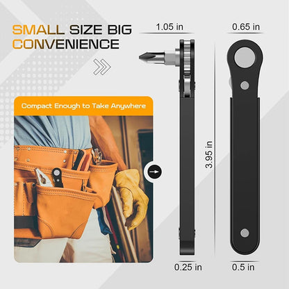 Right Angle Screwdriver Set Mini Ratcheting 90 Degree Offset Wrench Kit Pocket Tool for DIY Repair Low Profile Bit Socket ﻿